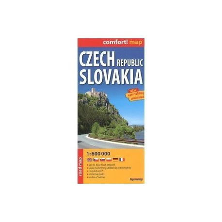 Чехия и Словакия. Ламинированная карта. Czech Republic. Slovakia. 1:600 000