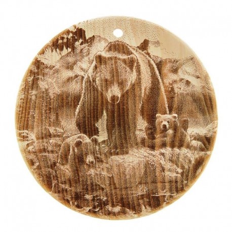 Доска из кедра «Медведь», круглая, 18x18 см