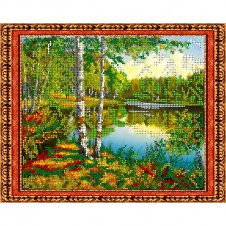Набор для вышивания бисером №188 «Речка в лесу» бисер Чехия 24x19 см