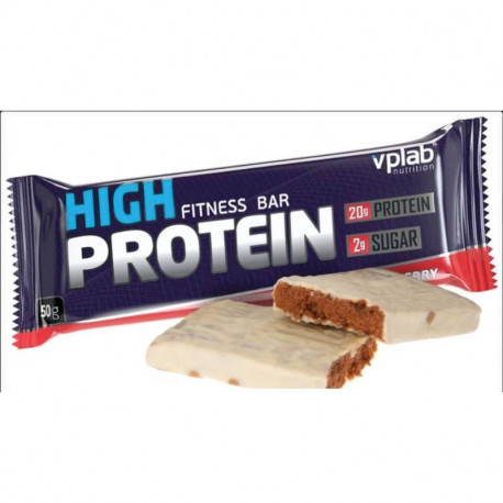 Батончик протеиновый  Vplab 'High Protein Fitness Bar', клубника, 50 г