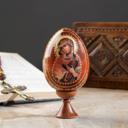 Сувенир Яйцо на подставке икона 'Божья Матерь Феодоровская'