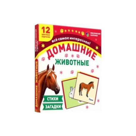 Домашние животные. 12 цветных карточек. Стихи и загадки. ФГОС ДО