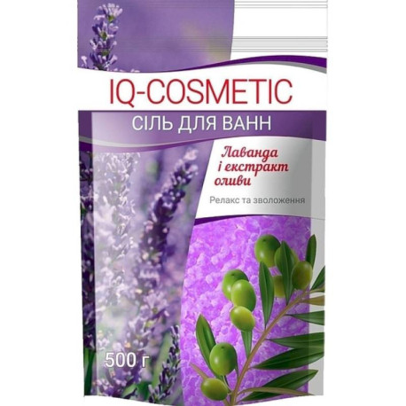 Соль для ванн IQ-Cosmetic Лаванда и экстракт оливы, 500 г